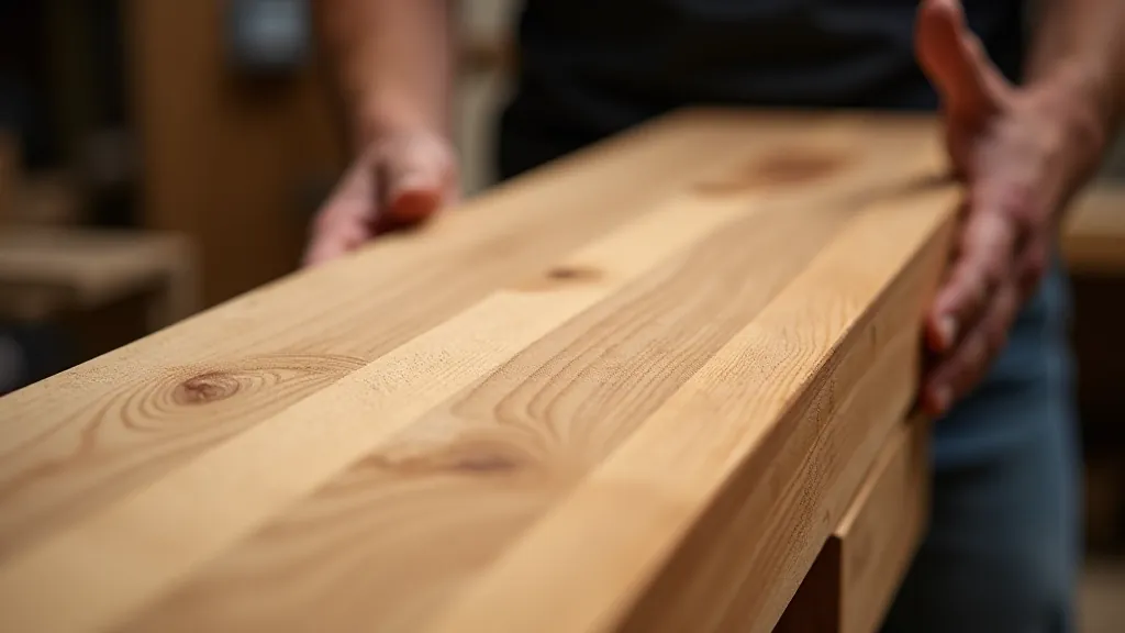Wooden board with grain direction marked showing how wood fibers run and angle across the surface in diagonal pattern